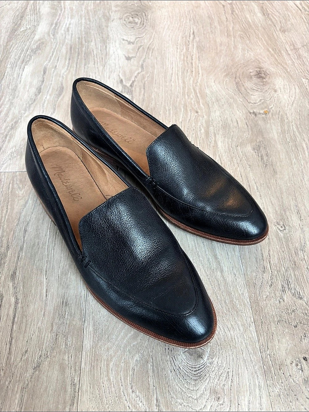 Made well black leather Loafers in Black US 7.5